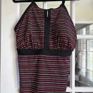 Lands End Womens Plus Size High Neck Keyhole Tankini Swim Top